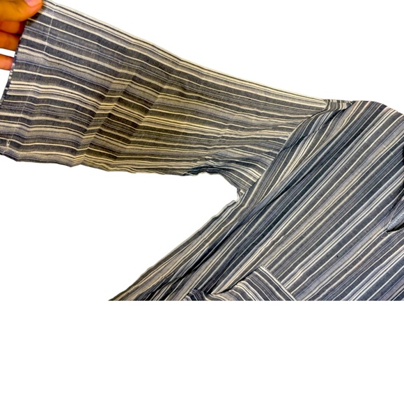 Women’s Plus 3XL Gray Blue Stripe Loungewear/Coverup/Infinity pockets 3/4 sleeve - Picture 7 of 7